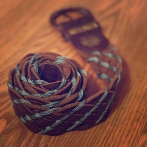 Vintage Dark Brown Leather & Teal Hollister Belt